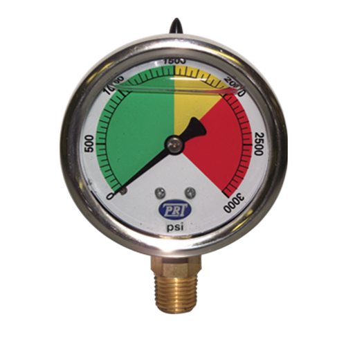 PRESSURE GAUGE COLOR2.5" GLY 3K PSI .25"