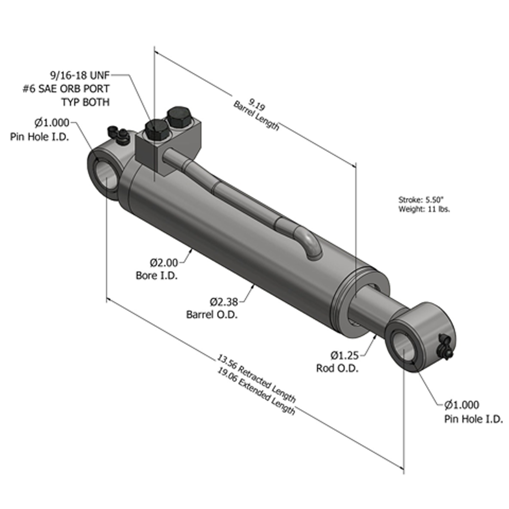 GRIP CYLINDER, 2X5.5X1.25, NW SL