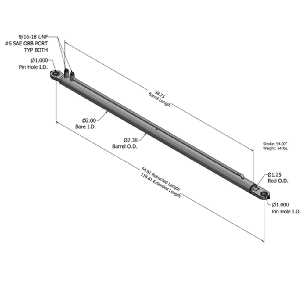 CYL, IN/OUT, 2X54X1.25, NW SL