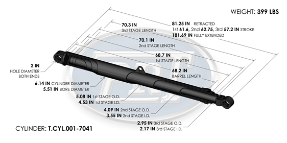EJECT CYL, 3 STAGE, 28YD FL/33YD SL